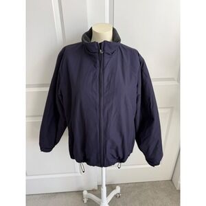 Lands End Squall Jacket Navy Blue Fleece Lined Zip Winter Jacket Womens L 14-16